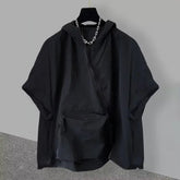Voguable Trendy Zip-Up Hooded Short Sleeve Men's T-Shirt Korean Style Loose Fit Large Pocket Summer Casual Tops voguable