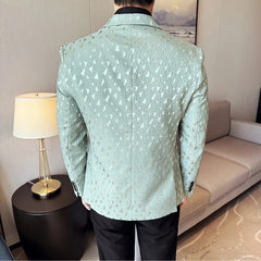 Voguable New British Style Korean Style Suit Jacket Business Formal Slim Fit Fashionable Printed Jacket Social Ball Groom Tailcoat Blazer voguable