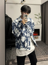 Korean Retro Vintage Jacquard Short Shoulder Pad Denim Jacket Men's American Style High-end Design Street Jacket Aesthetic Chic voguable