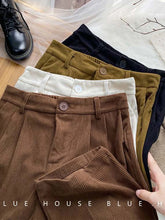 High Waist Women Retro Corduroy Pants Fall Straight Causal Full Length Trousers Vintage Coffee Pockets All Match Pants New voguable