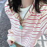 Vintage Striped Zip Up Hoodies Women Korean Style Oversized Casual Sweatshirts Harajuku Fashion Cardigan Streetwear voguable