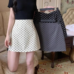 Polka Dot Summer Casual Bag Hip Skirt Women's High Waist A-line Skirt Suit Skirt voguable