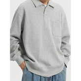 Autumn Clothing Men's Leisure Cotton Long Sleeve Polo Shirt Light Luxury Solid Color Texture Lapel Loose Leisure T-Shirt M-3XL voguable