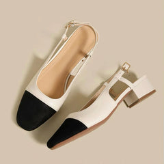 Korean Color Matching Women's Sandals Summer New Round Toe Slingback Sandals Non-slip Thick Sole Ladies Dress Shoes Zapatos voguable
