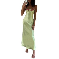 Sexy Corset Dresses for Women y2k Low Cut Satin Spaghetti Strap Sleeveless Bodycon Dresses Going Out Party Dresses voguable