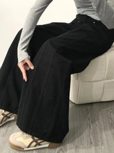 Black Patchwork Women Wide Leg Jeans Y2K Baggy Korean All Match Denim Pants High Waist Loose Pocket Casual Jeans Trousers voguable