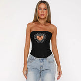 Diamond Glitter Sexy Crop Tops For Woman Fashion Off-shoulder Strapless Sleeveless Backless Skinny Club Tank Tops voguable