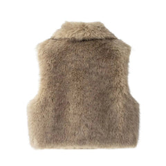 Voguable Sexy Faux Fur Sleeveless Vests for Women Cropped Jackets Fashion Slim Autumn Winter Thick Warm Furry Short Coats Female voguable