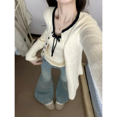 Voguable Korean Knitted Cardigan with Suspenders Women's Autumn New Sweater Jacket Outer Top voguable