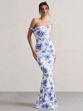 Leopard Print Incline Shoulder Sexy Maxi Dress Women Fashion Irregular Sleeveless Backless Club Party Long Dress voguable