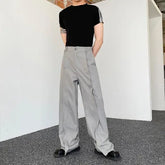 Voguable 2024 New Original Splicing Design Casual Pants Men's Trendy Loose Straight High Street Elegant Wide Leg Trousers voguable