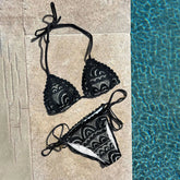 Black Lace Bikinis Sexy Women Swimsuit Female Swimwear Micro Bikini Set Bandeau Swimming Suit Beachwear Brazilian Biquini voguable