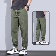 Spring Autumn New Fashion Elastic Waist Solid Men's Clothing Drawstring Pockets American Style Bound Feet Chaopai Casual Pants voguable