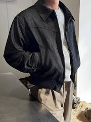 Men's Short Bomber Jackets 2024 Spring Retro Y2k Lapel Zipper Pocket Windbreaker Coats Luxury High Quality Overcoat Streetwear voguable