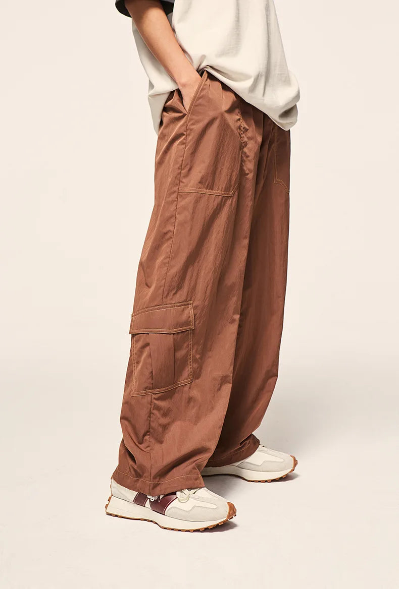 Voguable Cargo Parachute Pants Men Wide Leg Trousers Male Oversize Casual Loose Summer Streetwear Hip Hop Pocket Safari Style voguable