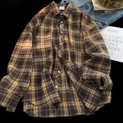 Spring Clothing Men's Leisure Retro Check Button-down Long Sleeve Shirts Lapel Streetwear Fashion Plaid Luxury Jacket Shirt voguable