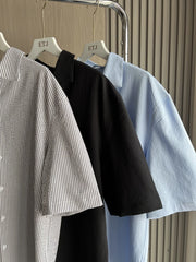 Voguable Seersucker shirt 2024 Spring/summer new technology fabric loose version of business casual men's short-sleeved shirt voguable