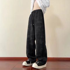 2025 New Spring Men's Casual pants Sweatpants Wide Leg Straight Loose Pants Korean Fashion Patchwork Knit Long Track Trousers voguable
