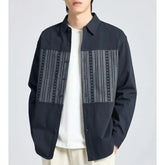 Voguable Spring New Korean Trendy Simple Drape Striped Long Sleeved Coat Shirts Men Lapel Buttons Patchwork Vintage Casual Versatile Tops voguable