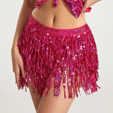 Sexy Sequins Tassel Dancewear Mini Skirt Women Clothes Jupe Femme Belly Dance Skirts Ladies Faldas Performance Stage Bottom Saia voguable