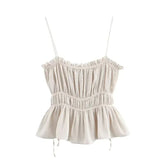Voguable Sweet Sexy Pleated Ruffles Sling Tube Top Women Elegant Wave Cut Sleeveless Vest Summer Female New All-match Tops Y2K Streetwear voguable