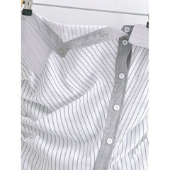 Voguable Sexy Women Side Ruching Striped Strapless Top Summer Slim Crop Top voguable