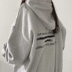 Hooded sweatshirt autumn and winter clothes spring autumn winter thin loose letter mid-length fashion women clothing y2k tops voguable