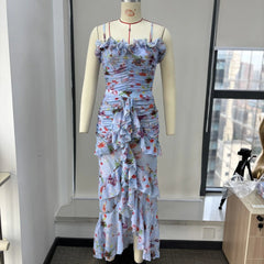 New 2Pcs Ruffle Swimsuit Women Sexy Bikini Strappy Swimwear Floral Bikini Push Up Biquini Female Bathingsuit Slimming Beachwear voguable