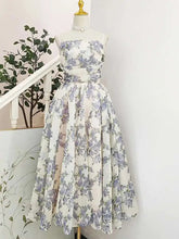 Vintage Printing A-line Folds Sling Dresses For Women Summer New High Waist Backless Pleated Long Dress voguable