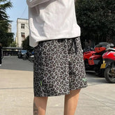 Voguable Japanese Trendy Leopard Print Shorts Men Women Korean Style Summer Streetwear Unisex Outer Wear Loose Straight Kpop Beach Pants voguable