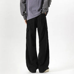 Mens Workwear Cargo Jeans Straight Loose Fit Patchwork Design Denim Pants Casual Outdoor Streetwear Tactical Utility Clothing voguable