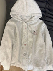 Cartoon Embroidery Cute Hoodies Women Vintage Oversize Loose Long Sleeve Sweatshirts Preppy Style Kawaii Japan Lady Outwear Tops voguable