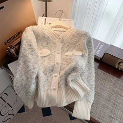 Autumn Winter Elegant women Cardigan Korean chic Thick warm Single breasted sweater Y2K female Casual o neck Crop knit Coats voguable