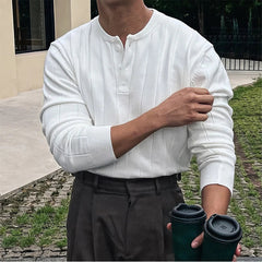 New Korean Trendy Men Henry Sweater Light Luxury Knitted Solid Color Long Sleeve Pullover Premium Quality Skin-friendly Knitwear voguable