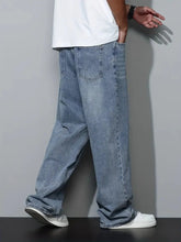 Voguable Men's Baggy Jeans Relaxed Fit Loose Straight Leg Trousers for Casual Streetwear Daily Oversized Denim Pants voguable