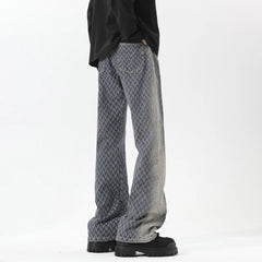 Jeans men New Jacquard Fabric Denim Trousers man Straight Leg Long Pants Autumn Classic Style Casual Jeans for Men Wholesale voguable