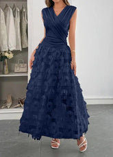 Voguable Spring/Summer New Women's Fashion Elegant Temperament Splicing Sleeveless V-neck Long Dress Women's Wear voguable