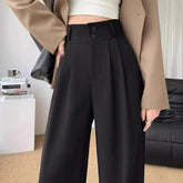 Voguable Women Wide Leg Pants High Waist Trousers Korean Style Office Ladies Fashion Elegant Loose Suit Streetwear Black Baggy Pants voguable