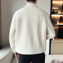 Korean Style Fashionable High-end Jacket Men's Spring Autumn 2025 New Corduroy Top Trendy Handsome Loose Short Lapel Thin Jacket voguable