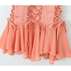 Sexy Women Lace Up Bandage Strapless Dresses Summer Female Irregular Hem Party Mini Dress Holiday Robe