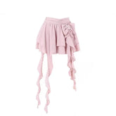 Voguable 2024 New Harajuku Women Skirt Chic A-line Korean Sweet Saia Bow Irregular Y2k Mini Skirts Ruffles Summer Jupe Fashion Clothing voguable
