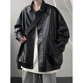 Brown Pu Leather Jacket Men and Women American Vintage Autumn High-end Casual Lapel Zipper Loose Fashion Motorcycle Jacket voguable