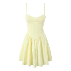 New Women Blue Elegant Party Mini Dresses Sexy Sleeveless Low Waist A-line Summer Dress Lace Up Back Robe voguable