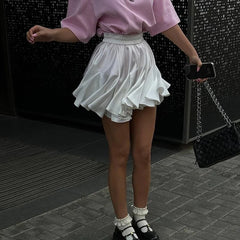 White Ruffle Mini Skirts Women's New A-line Irregular Cupcake Skirt Patchwork Elastic Waist Hot Girl Y2K Tutu Short Skirt voguable