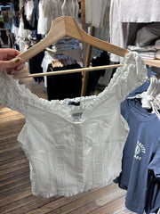 Ruffles White Basic Blouse Top for Woman Summer Folds Single Breasted Sleeveless Tank Tops Casual Cotton Vest Y2k Sweet Camisole voguable