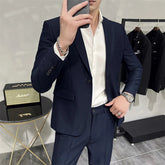 Voguable Men formal suit two-piece suit (jacket+pants)solid color fashion business office dress wedding party high-quality suit two-piece voguable