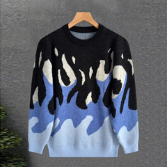 New Korean Trendy Men Sweaters Light Luxury Knitted Color Clashing O Neck Long Sleeve Pullover Casual High Street Knitwear M-3XL voguable