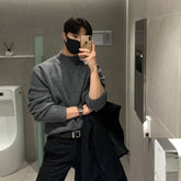 Voguable Winter Stand Collar Sweater Men Warm Fashion Casual Knitted Pullover Men Korean Loose Long Sleeve Sweater Mens Jumper Clothes voguable