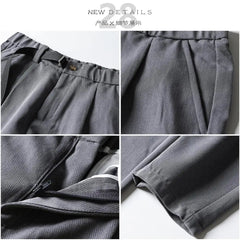 White Stretch Casual Ankle Pants Silhouette Men's Elegant Suit Pants Summer Korean Straight Loose Men's Smart Casual Trousers voguable