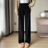 Voguable Thickened Corduroy Pants Women in Autumn Winter Straight Slimming Versatile High Waist Drooping Suit Wide-leg Pants voguable
